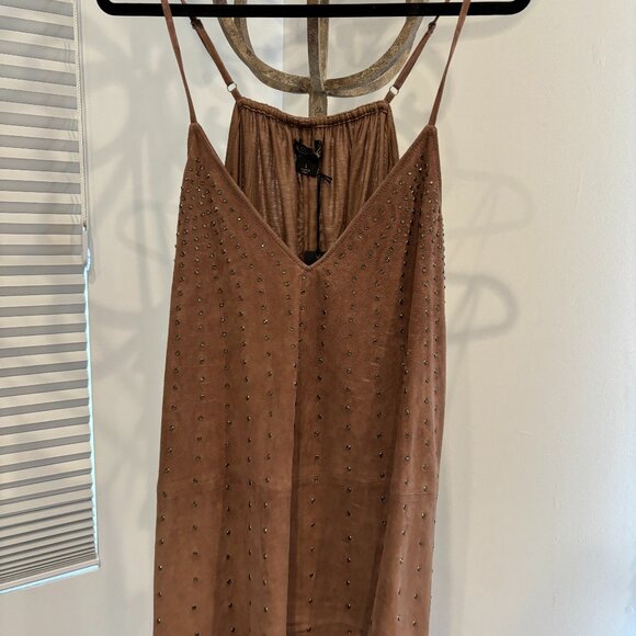 AS by DF Monte Carlo Rhinestone-Embellished Suede Camisole L NWT - Picture 2 of 7